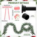 17.7-51.1 Garland Hanger for Door Frame Tension Rod with Christmas Garland Xmas Red Ball Ornaments Pink Bows for Doorway Front Door Mantel Window Outdoor
