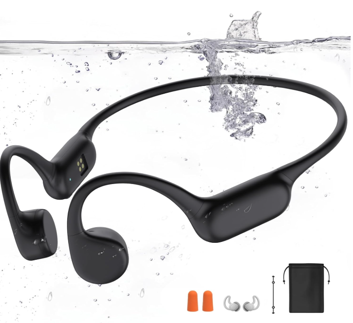 Dnniakm Swimming Headphones,Bone Conduction Headphones Bluetooth 5.4,IPX8 Waterproof,32G Memory Sports Headphone,Underwater Headphone with MP3Player for Swim,Open Earphones for Swimming (Black X20)