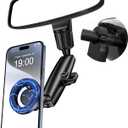 JDHDL Magnetic Phone Holder for Car, Rear View Mirror Phone Holder, 360° Rotating Car Phone Mount, Compatible with iPhone 17/16/15/14/13/12 Series and All Phones with Magsafe Case or Metal Ring