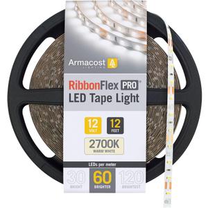 Armacost Lighting RibbonFlex Pro 12V White LED Strip Lights 60 LED/m, 2700K, 12 ft 132220