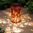 Butterfly Solar Lanterns Outdoor Hanging, Hollowed-Out Metal Waterproof LED Garden Decor Light for Patio Yard Pathway Lawn Front Porch, Christmas Thanksgiving Birthday Gifts for Women Mom Grandma