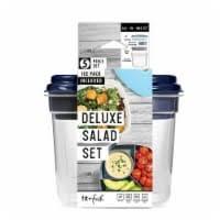 Fit & Fresh Pink Salad Container For Lunch, 4 Cup Adult Salad Lunch Box With Compartments & Ice Pack