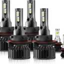 Fit for Ford F250 F350 F450 Super Duty 2005-2022 Driving Light Bulbs Combo, 6000k White Bright Output with Built-in Turbo Fan, Direct Installation, Pack of 6