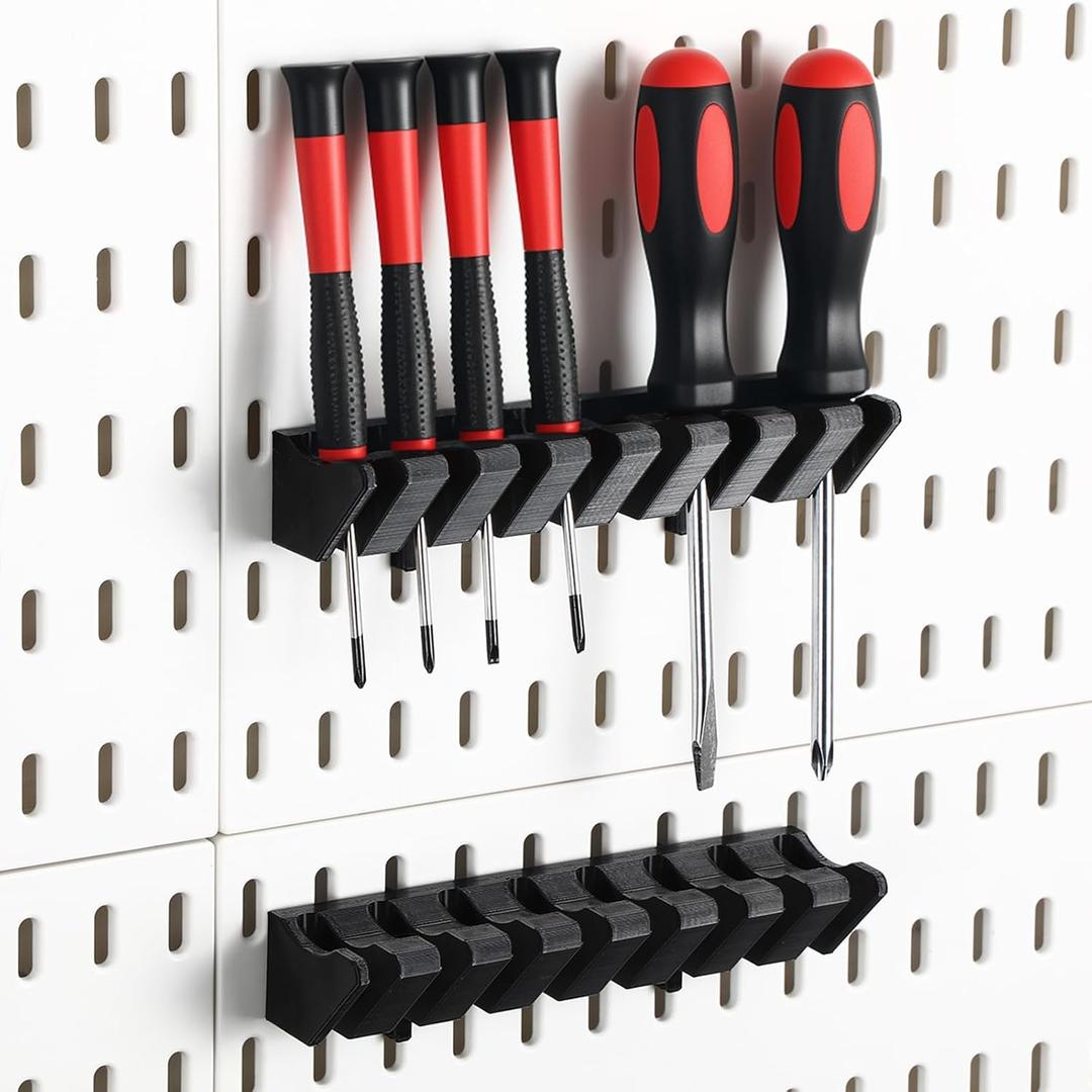 Novabright 2 Pack Pegboard Screwdriver Holder Peg Board Organizer Accessories Utility Hooks Pegboard Holder Accessories Racks for Shop Store Supermarket(Black)