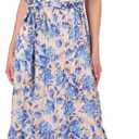 Adrianna Papell Women's Satin Stripe Ankle Dress (Blue, 12)