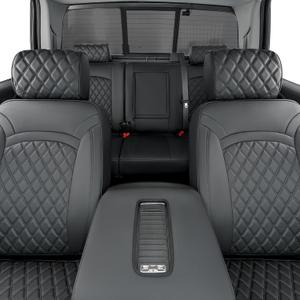 Full Coverage Full Set Seat Covers for Chevy Silverado GMC Sierra 2014-2018 1500 Crew Cab 2015-2018 2500HD 3500HD,for Chevrolet Truck Car Interior Accessories Black