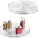 iDesign 14.5-Inch Lazy Susan Organizer - Large Lazy Susan Turntable for Cabinet or Pantry, 2-Pack, Clear