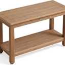 30'' Large Shower Bench Seat, Poly Lumber Bath Stool for Inside Shower Waterproof, HDPS Bathroom Chair for Shaving Legs with Adjustable Feet, Non-Slip & No Maintenance, Brown XL Size(30*13*18'')