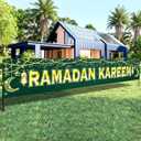 KatchOn, Ramadan Kareem Banner for Ramadan Decorations - Xtra Large 120x20 Inch | Ramadan Mubarak Banner for Ramadan Decorations Outdoor | Green and Gold Ramadan Yard Sign, Eid Decorations for Home