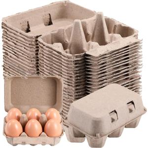 Half Dozen Vintage Egg Cartons 25 Pack, Blank Natural Pulp 6 Count Carton for Chicken Eggs Reusable, Storage Tray Strong for Holds Up to Six 6 Egg Cardboard Paper Holder Container for Refrigerator