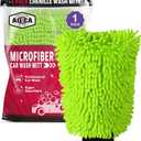 AIDEA Car Wash Mitt Microfiber, 1PK-Scratch-Free& Lint-Free, Premium Chenille Microfiber Mitt Car Wash Brush-Green Regular Size (7.12''X10.14'')