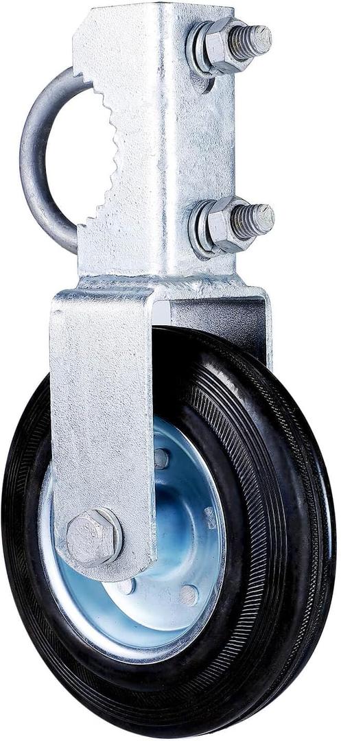 6'' Heavy Duty Gate Wheel: Chain Fence Gate Support Wheel with Solid Rubber for Metal Tube Gate, Hot-Dip Galvanized Frame, 550lbs Capacity for Metal Swing Gate, Farm, Cattle Gate. TOOLTRIZ, Pack of 2 