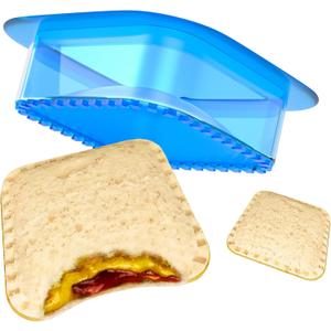 HiYZ Sandwich Cutter and Sealer, 5 PCS Sandwich Cutter for Kids, Bread Sandwich Maker and DIY Cookie Cutter for Lunchbox Bentobox, Sandwich Press Crimper for Children Boys Girls (Square Blue)