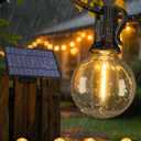 Larkvue 25FT Solar String Lights Outdoor with Remote, Waterproof Dimmable 3 Modes Patio Lights with 10+1 LED Shatterproof G40 Bulbs for Backyard-Black