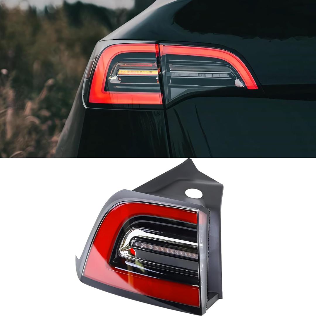 4-PIN Left Tail Light Assembly Compatible With 2019-2024 Tesla Model Y Rear Driver Side Brake Outer LED Tail Lamp Replaces# 1502086-00-D