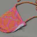 WDIRARA Women's 2 Piece Floral Print Swimsuits Geometric Halter String Triangle Bikini Set Beach Bathing Suit (Pink Yellow Multi, Extra Small)