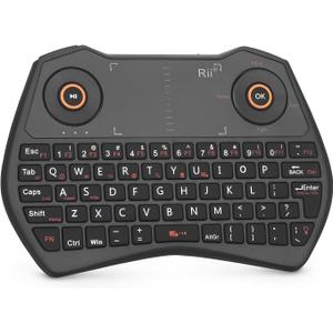 Rii K28 Bluetooth Mini Keyboard Remote Control with Touchpad Moue Combo,Backlit 2.4GHz Wireless Keyboard with Rechargeable Battery for Android TV Box,PC,Smart TV(2.4G and Bluetooth)