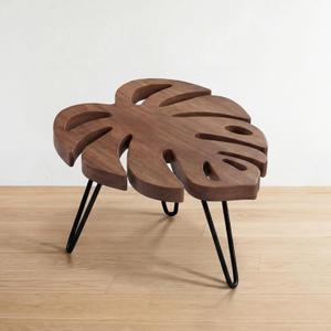 Novabright Monstera Leaf Short Plant Stand Small Wooden Plant Stool Stand Risers Pedestal Display Decorative for Flower Indoor Outdoor Rustic Farmhouse Table Balcony Home Office Bedroom Decor