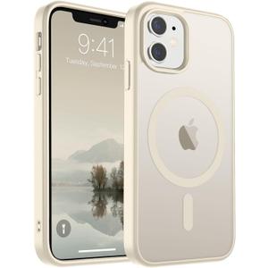 SUPFINE Magnetic for iPhone 11 Phone Case (Compatible with MagSafe) (Military Grade Drop Protection) Slim Translucent Matte Shockproof with Anti-Fingerprint Phone Case, Antique White