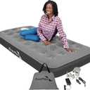 EnerPlex Camping Air Mattress with Built in Pump - Twin Blow Up Mattress for Travel & Guests - Portable Bed for Adults and Kids - Grey, 9" Twin Size