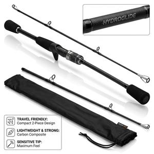 Hydroglide Carbon Fiber Fishing Rod – 2-Piece Portable Casting Rod with EVA Foam Handle & Carrying Bag for Freshwater & Saltwater Fishing,  6 ft