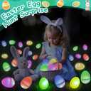 12 Pack Easter Eggs Prefilled with Light Up Glitter Squeeze Squishy Stress Balls Relief Fidget Toys Filler , Glow in The Dark Easter Basket Stuffers Essential Gift Kids Adults Surprise Egg Hunt Favor