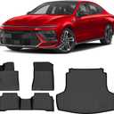 Floor Mats & Cargo Liner for Hyundai Sonata Hybrid 2020-2026, All-Weather TPE Custom Fit Car Liners Accessories, Full Coverage for Sonata High Edges Waterproof Anti-Slip 1st & 2nd Row & Trunk Mat