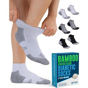 Doctor's Select Bamboo Viscose Diabetic Ankle Socks for Men & Women - 6 Pairs,Viscose Bamboo Socks Woman,Low Cut,Non Binding