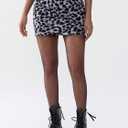 EXLURA Women's Leopard Print Mini Skirt High Waist Sexy Cheetah Skirts Trendy Pencil Bodycon Short Skirts Concert Outfit 2025 (L)