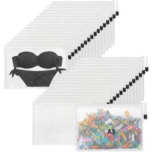 Jetec 32 Pcs Mesh Zipper Bags Toy Storage Bikini Organizer Bag Bolsas Para Guardar Trajes De Bano Waterproof Zipper Reusable Pouch Puzzle Multipurpose for Storage Office(White,9 x 7 Inch)