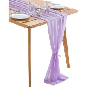 B-COOL Chiffon Table Runner 27x120 Inches Long Light Purple Sheer Table Runners for Romantic Wedding Birthday Party Bridal Shower Decorations