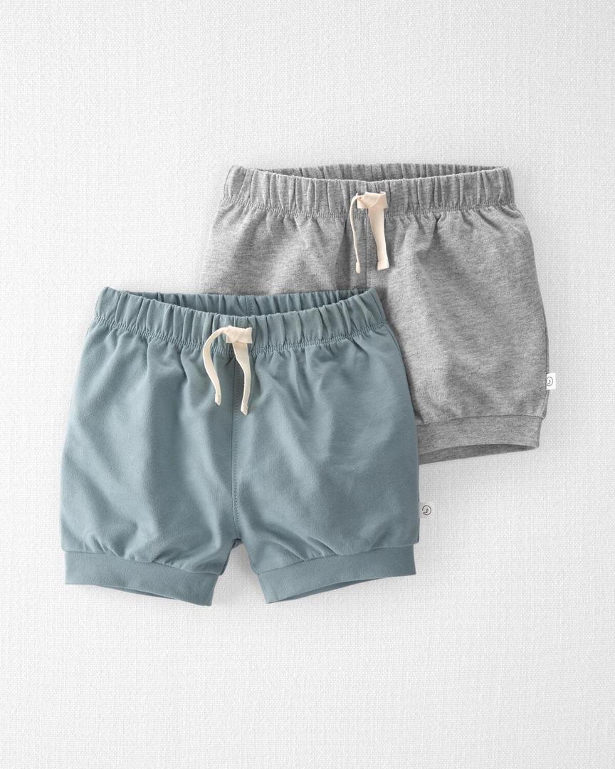LITTLE PLANET unisex-baby 2-pack Organic Cotton ShortsCasual Shorts