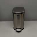 Garvee 1.6 gal / 6 L Stainless Steel Bathroom Trash Can with Lid, Slim Waterproof Garbage Can for Bedroom, Small Step-on Metal Trash Bin with Inner Bucket, Rear Handle, Soft Close Lid, Silver