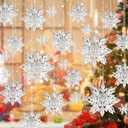 24PCS Snowflake Christmas Decorations, 3D Large Silver Paper Snowflakes Garland Hanging Snow Flakes for Winter Wonderland Christmas Party Decorations Holiday New Year Home Decor, Argent Silver