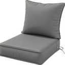 Outdoor Patio Chair Cushions Set 19 L X 19 W X 4 H Inch Waterproof & Fade Resistant Deep Seat and Back Cushions with Removable Covers Outdoor Seat Cushion Set for Chairs and Sofas