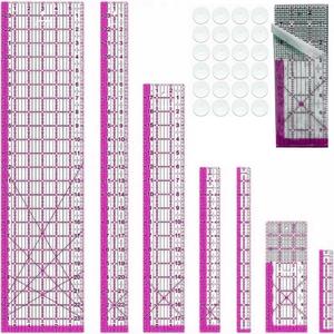 Quilting Rulers,7 Sewing Rulers Quilting Templates(6"x24",2"x24",3"x18",3"x8",1.5"x12",1"x12",1"x6")(Red)