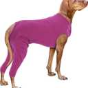 Nanaki Dog Wound Care Shirt, Dog Leg Sleeve To Stop Licking Rear Leg And Abdomen, Doggy Surgery Suit Female Spay,Doggy Onesie For Surgery Female Male, Pet Surgical Recovery Suit Pet Wound Heal Clothes (2XL(Back:22.4", Weight:37-72Ib), Purple)