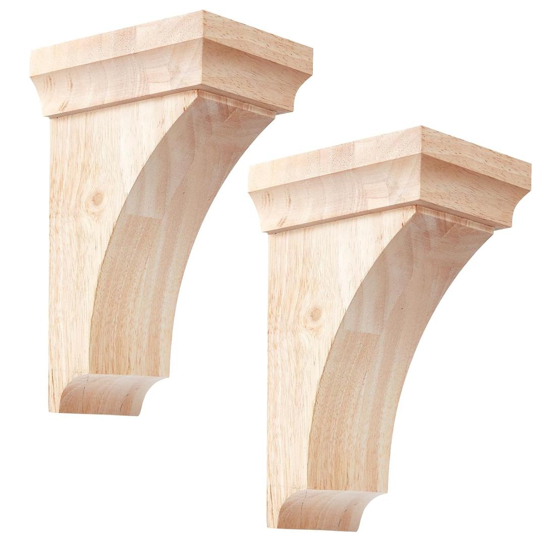Vercraft 2 Pcs 3 1/2" W x 3 3/4" D x 6" H Traditional Wood Corbels Wooden Shelf Brackets Unfinished Paintable Solid Wooden Bracket for Doorway Home Shelves Cabinet Furniture Support