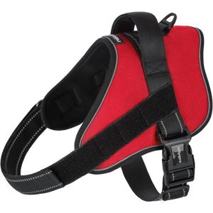 rabbitgoo Dog Harness Medium Sized, No Pull No Choke Pet Vest, Easy Wearing with One Buckle, Adjustable Reflective Harness Buddy with Personalized Molle for Walking, Training, Red, M