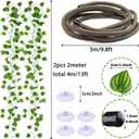QUOZUO Reptile Tank Accessories, Artificial Plants Vines and Flexible Leaves With Suction Cups, Crested Gecko Tank Long Vines Hide for Climbing, Chameleon, Lizards