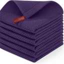 Homaxy 100% Cotton Waffle Weave Kitchen Dish Cloths, Ultra Soft Absorbent Quick Drying Dish Towels, 12 x 12 Inches, 6-Pack, Eggplant