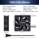 Wathai EC Industrial Case Fan 120mm x 38mm Ball Bearing 116 CFM AC 110V 115V 120V 220V 240V Brushless Cooling Fan 120x120x38mm