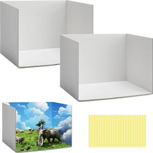 codree 2 Pcs Cardboard Diorama Kit, Diorama Box for Display, Diorama Project Supplies Display Case with Double Sided Tapes for DIY Crafts Toys, 11.8 x 8.7 x 8.3 Inch