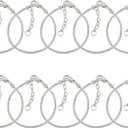 10 Pack Silver Snake Chain Charm Bracelets with Heart Lobster Clasp Extender Chain Charm Bracelet for Jewelry Making