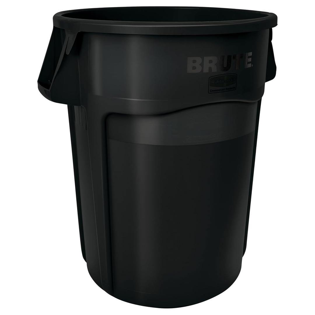 Rubbermaid Commercial Products BRUTE Heavy-Duty Round Trash/Garbage Can, 32-Gallon, Black, Waste Container Home/Garage/Bathroom/Outdoor/Driveway