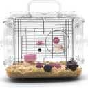 Kathson Small Animal Carry Cage for Hamsters, Gerbils, Mice - Transparent, Portable, Convenient