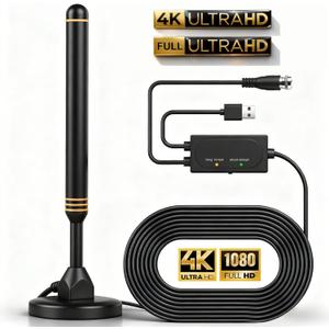 TV Antenna Indoor Antenna for Smart TV for Long Range Reception and All Smart TVs HD Digital Antenna with Amplifier Signal Booster for Local Channels Supports 4K 1080p-Orange