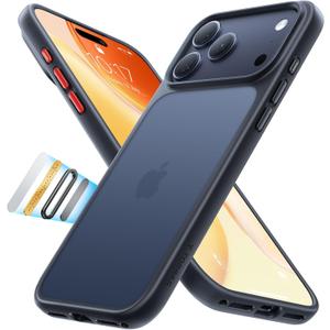 TORRAS Shockproof for iPhone 17 Pro Max Case with Camera Control Button, [12FT Military Grade Drop Protection] Enhanced Grip & Soft Touch Translucent Slim 17 Pro Max Case with 3 Colors Buttons, Black