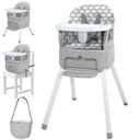 4 in 1 Portable Baby Highchair Convertible Highchair for Babies and Toddlers - Foldable Carry Small Box, High Chair, Infant Booster Seat, Dining Chair, Easy to Carry and Store (Grey)