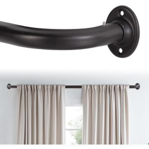 H.VERSAILTEX Wrap Around Bronze Curtain Rod 18.5 to 43.5 Inch, 3/4 Inch Adjustable Heavy Duty Blackout Curtain Rods for Windows Telescoping Curved Drapery Rods for Bedroom Indoor/Outdoor